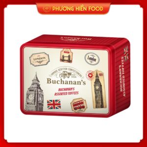 KẸO TOFFEES HỖN HỢP HIỆU BUCHANAN’S 160G HỘP SẮT