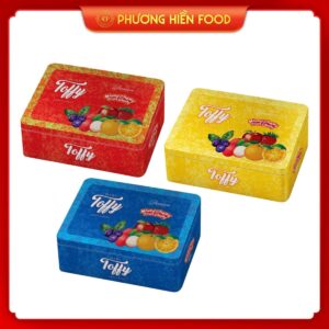 Kẹo mềm hương trái cây Mini Toffy hiệu LaLe – 186g hộp sắt